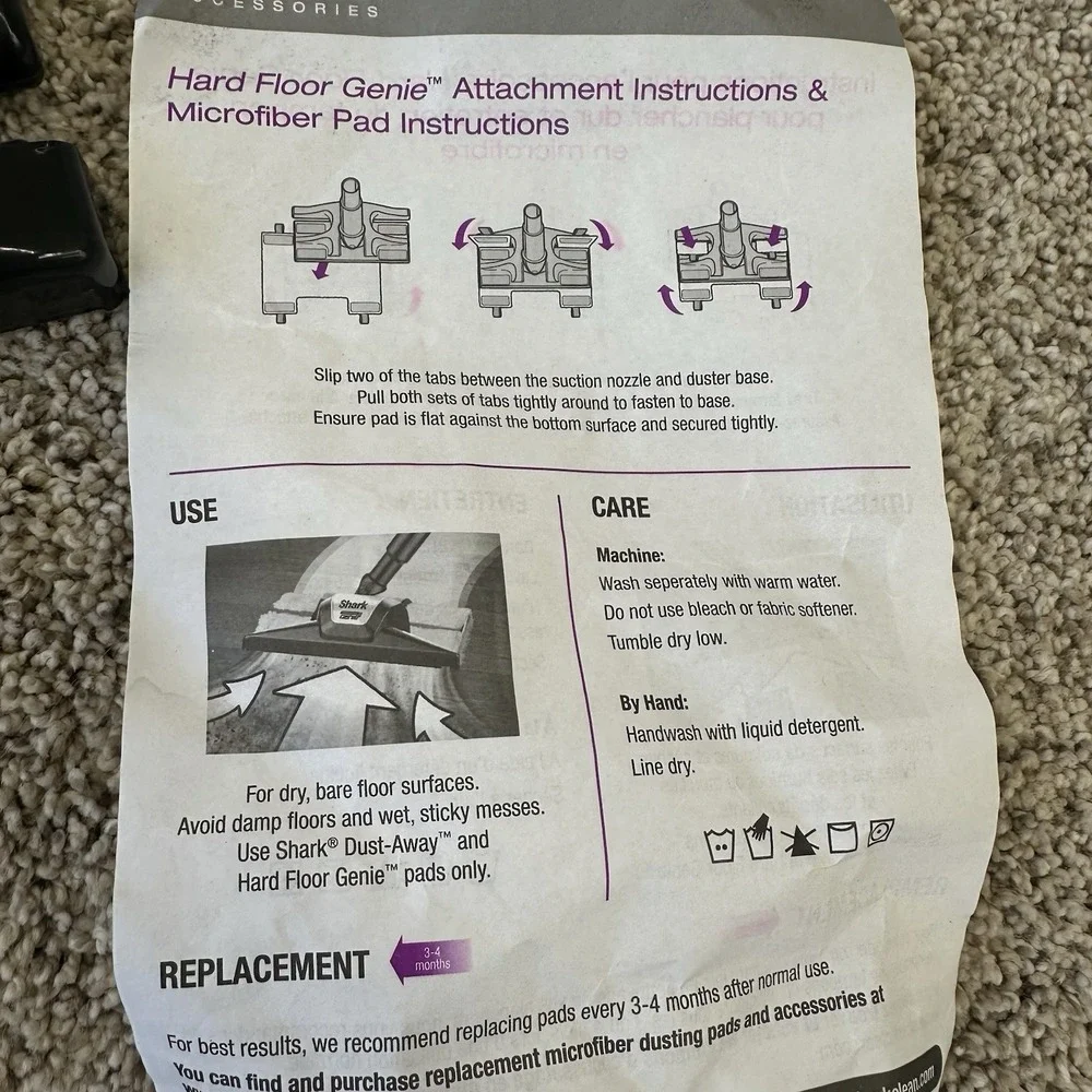 Shark Dust-Away Hard Floor Head Attachment W/Cloth HV292 HV300‎ HV303 Vacuum